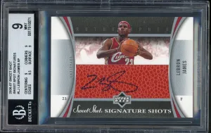 2006-07 Upper Deck Sweet Shot Signature Leather SP Auto Lebron James BGS 9 MINT
