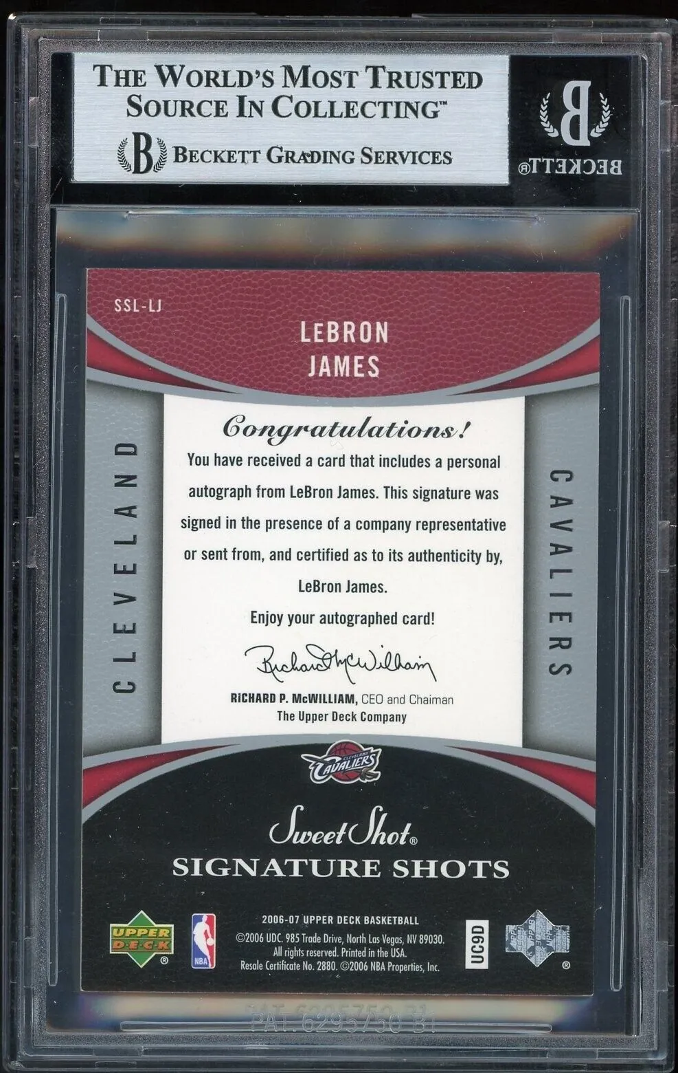 2006-07 Upper Deck Sweet Shot Signature Leather SP Auto Lebron James BGS 9 MINT