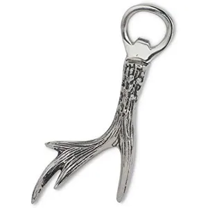 6" Polished Silver Deer Antler Bottle Opener