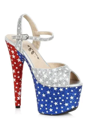 709-PATRIOT Stripper Sandal | Multi Glitter