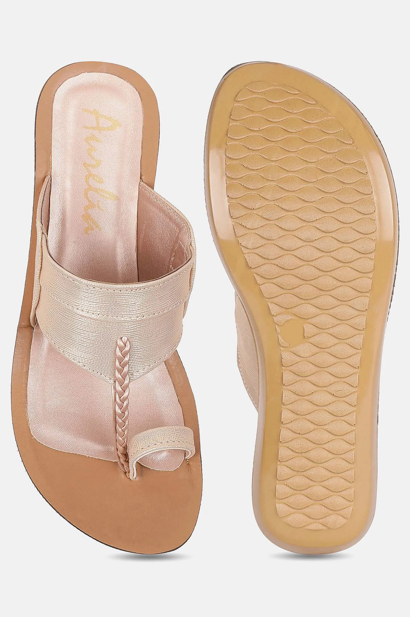 Aurelia Almond Toe Textured Flat-ZDarlene