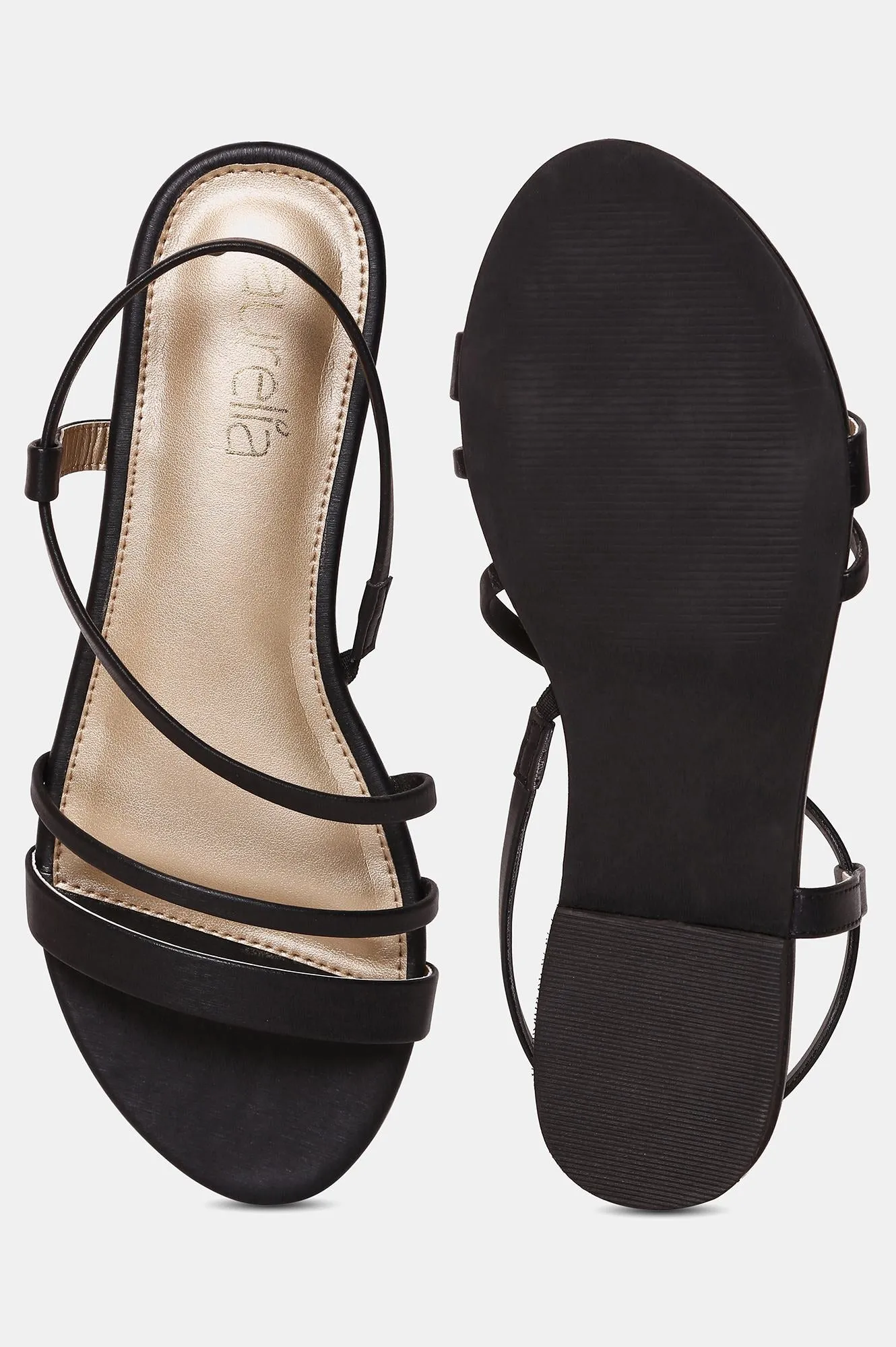AURELIA BLACK Almond Toe Flat-ZKARLA