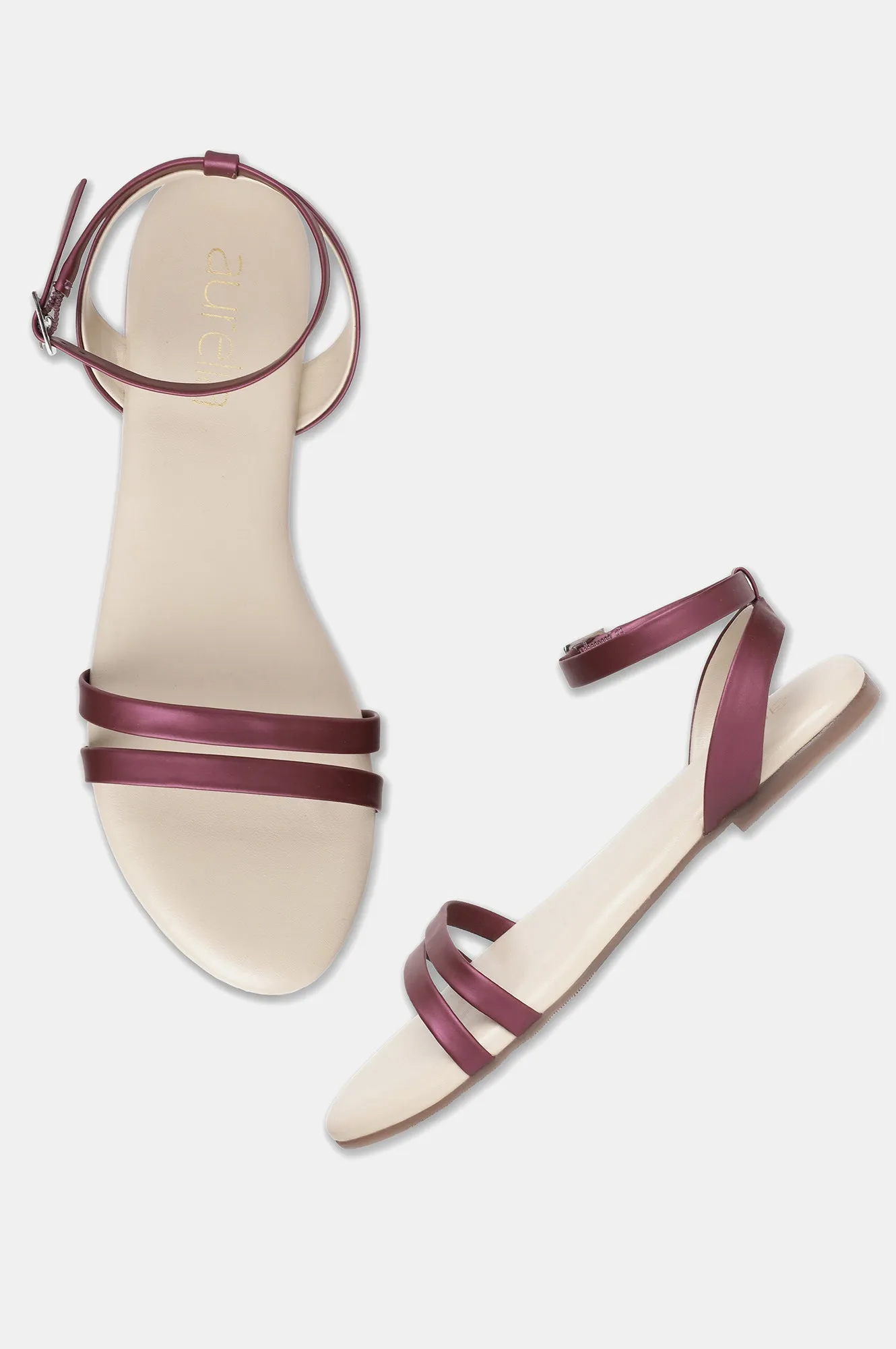 Aurelia Purple Textured Almond Toe Flat-Zjazmin