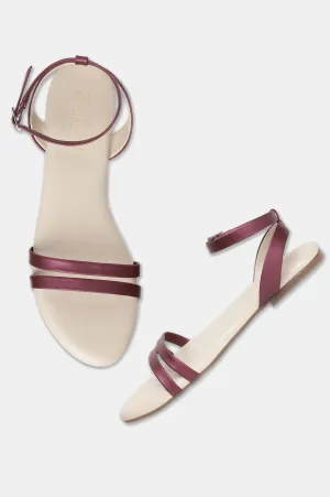 Aurelia Purple Textured Almond Toe Flat-Zjazmin