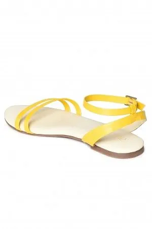 Aurelia Textured Yellow Almond Toe Flat
