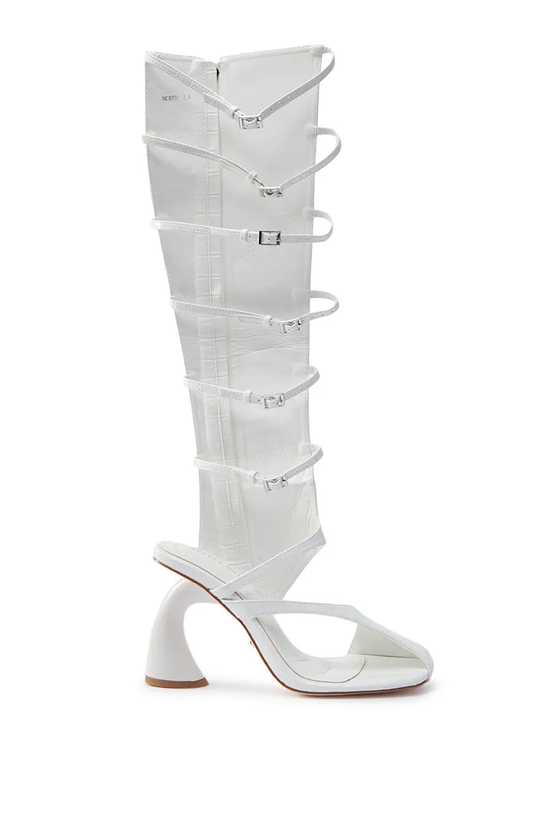 AZALEA WANG ANDRIUS WHITE CROC CHUNKY GLADIATOR SANDAL