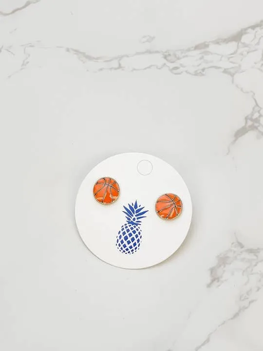 Basketball Signature Enamel Stud Earrings Prep Obsessed