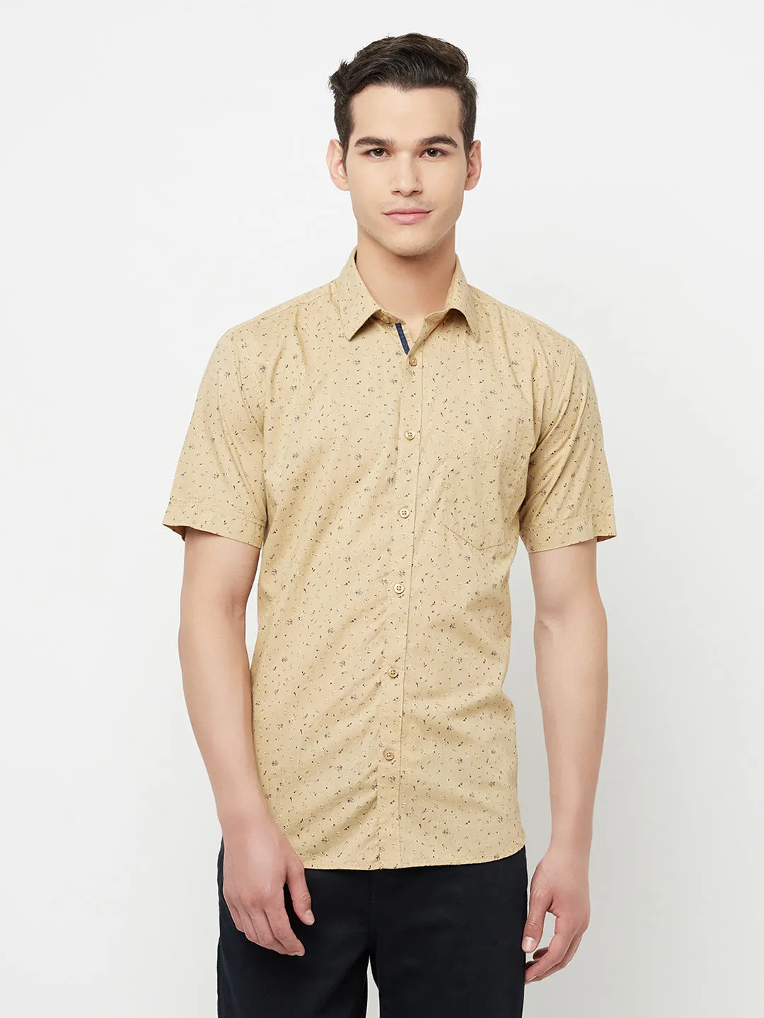 Beige Floral Printed Shirt
