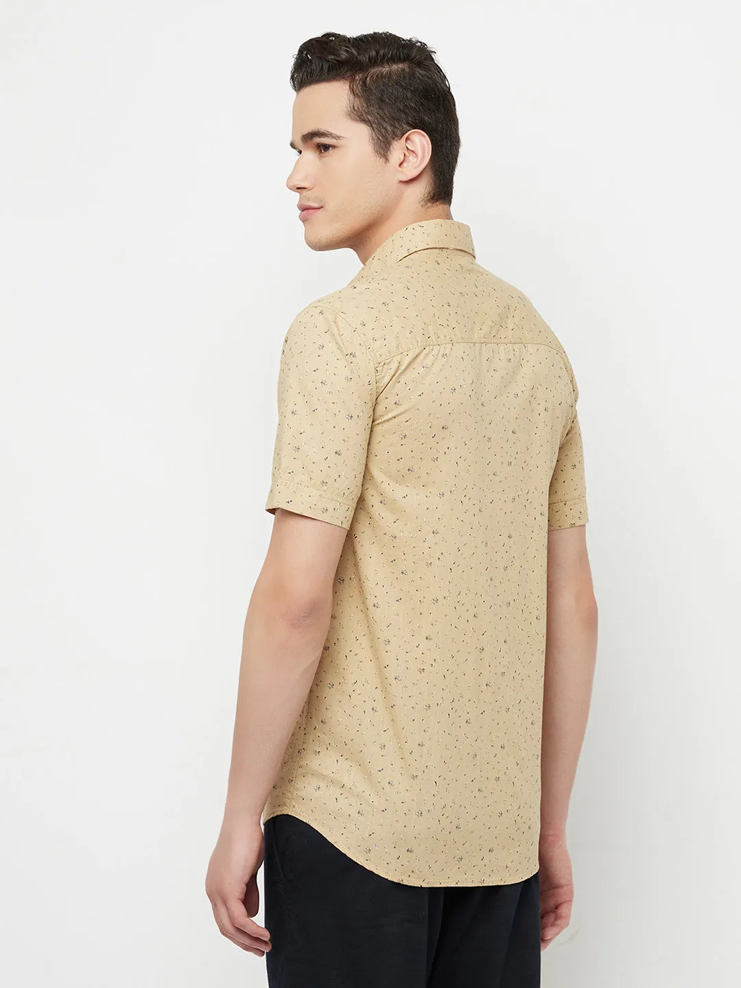 Beige Floral Printed Shirt