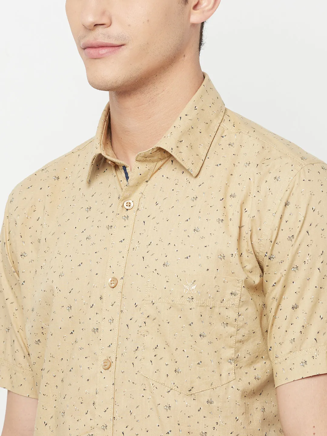Beige Floral Printed Shirt