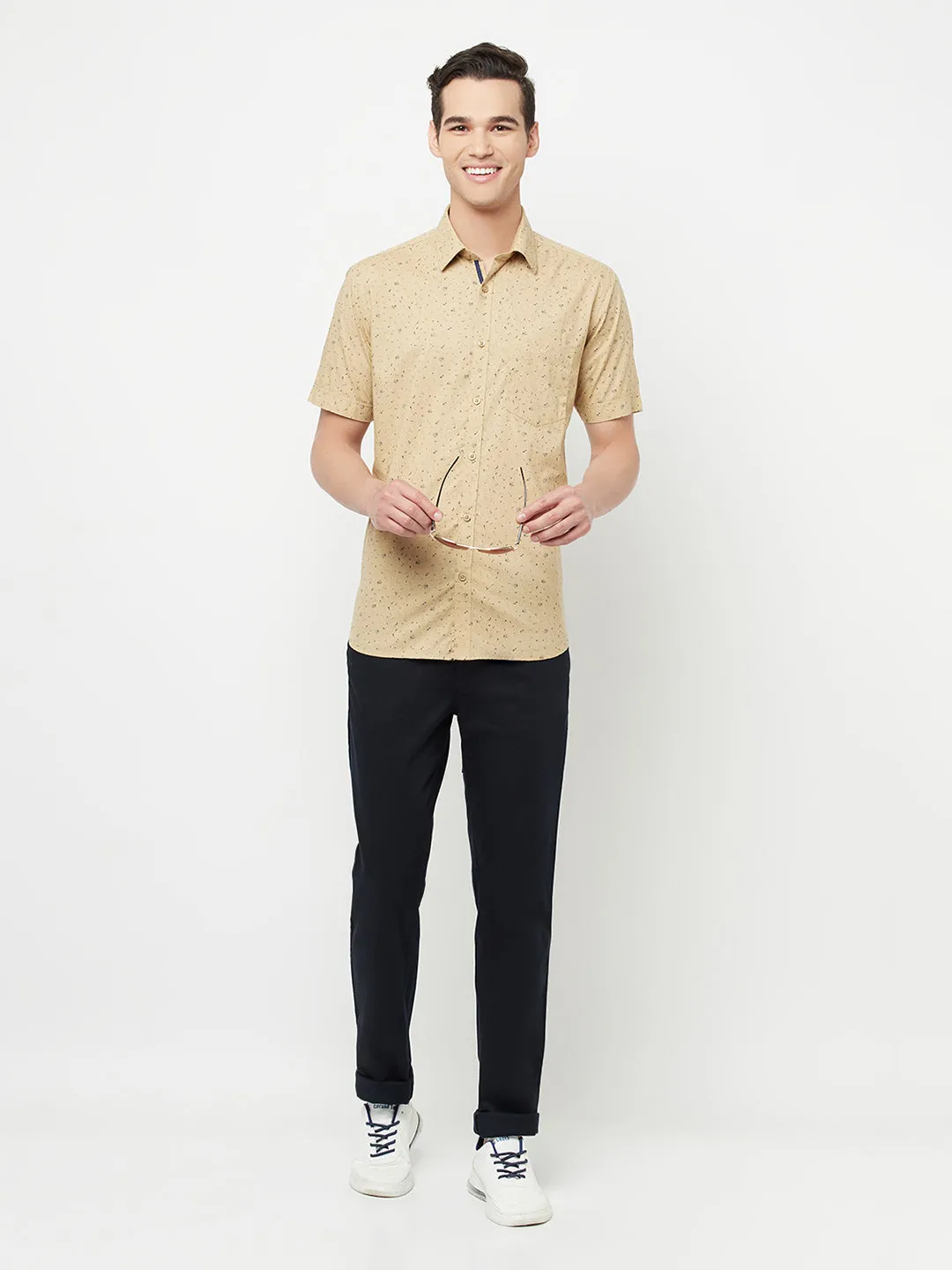Beige Floral Printed Shirt