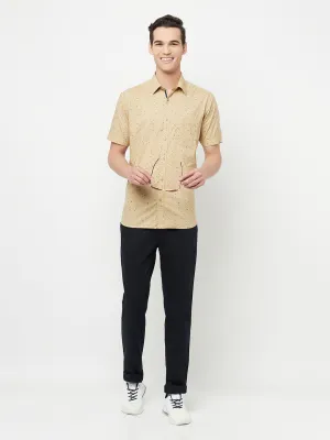 Beige Floral Printed Shirt
