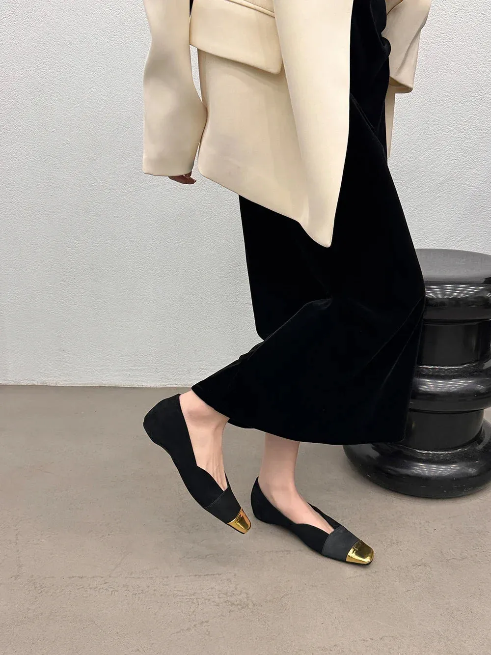binfenxie  -  Fashion Women Loafers Mixed Color Suede Sexy Party Flat Low Heeled Black Beige Purple Dress Shoes Woman Casual Dress Size 35-39