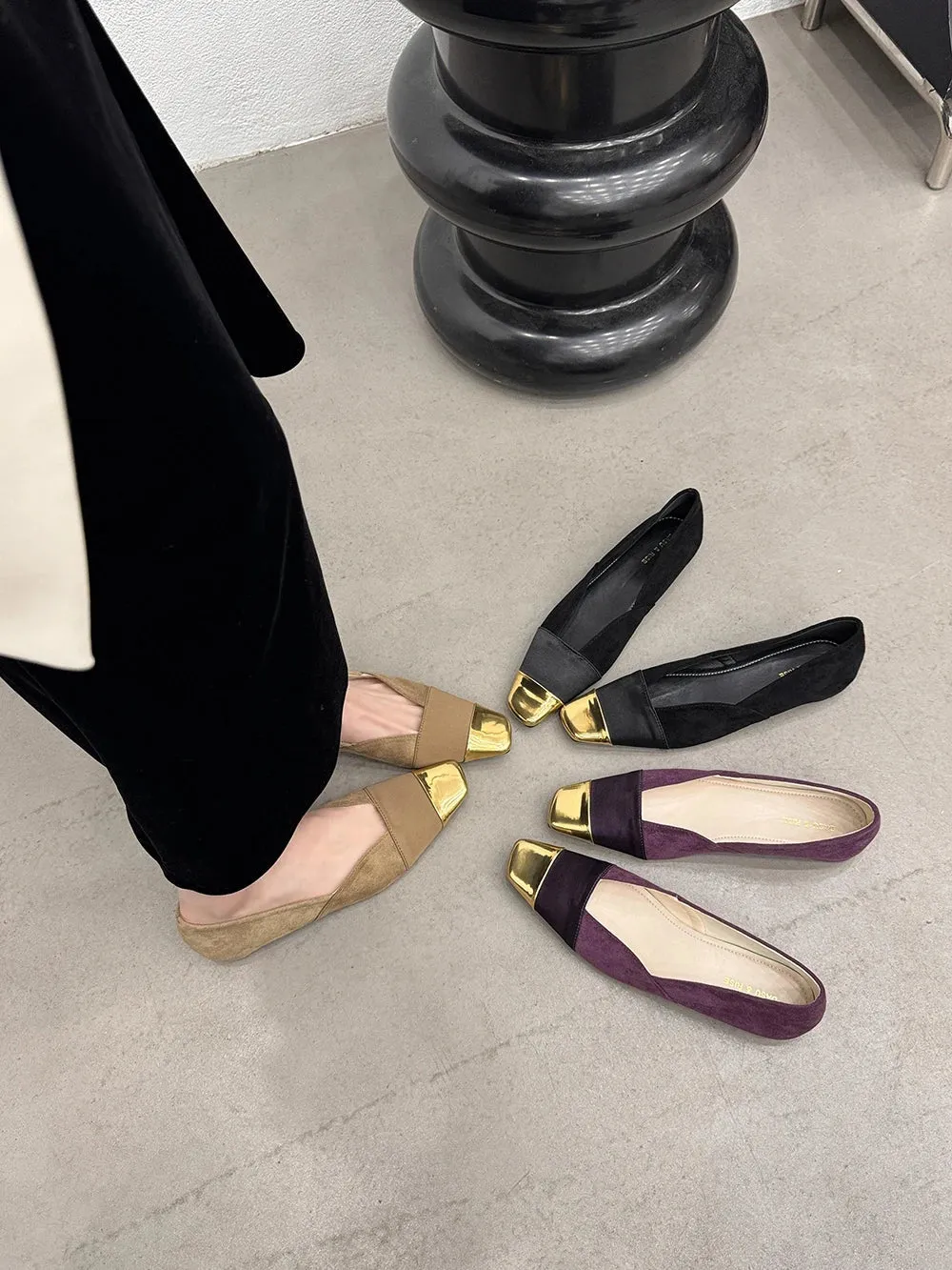 binfenxie  -  Fashion Women Loafers Mixed Color Suede Sexy Party Flat Low Heeled Black Beige Purple Dress Shoes Woman Casual Dress Size 35-39