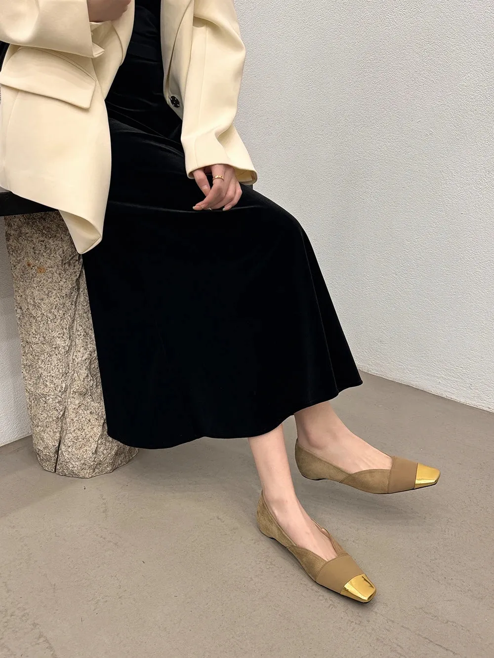 binfenxie  -  Fashion Women Loafers Mixed Color Suede Sexy Party Flat Low Heeled Black Beige Purple Dress Shoes Woman Casual Dress Size 35-39