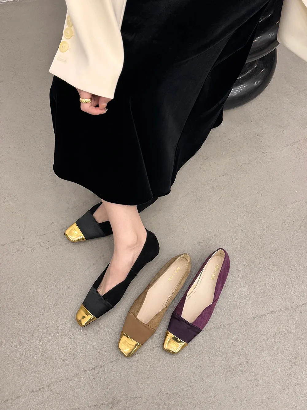 binfenxie  -  Fashion Women Loafers Mixed Color Suede Sexy Party Flat Low Heeled Black Beige Purple Dress Shoes Woman Casual Dress Size 35-39