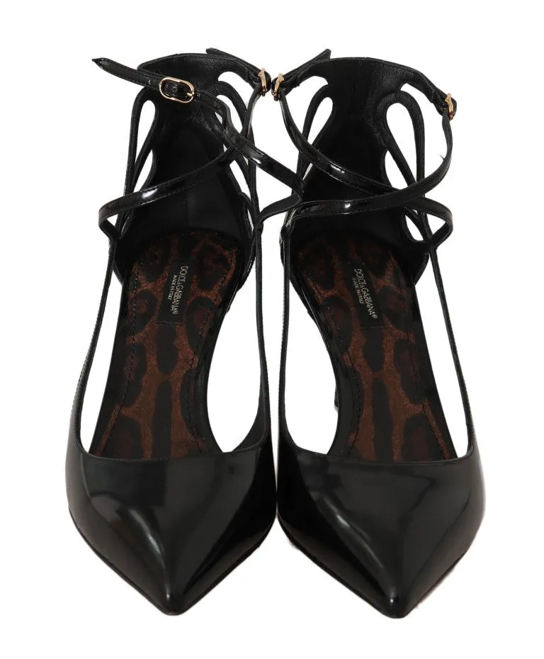 Black Leather Ankle Strap Sandals