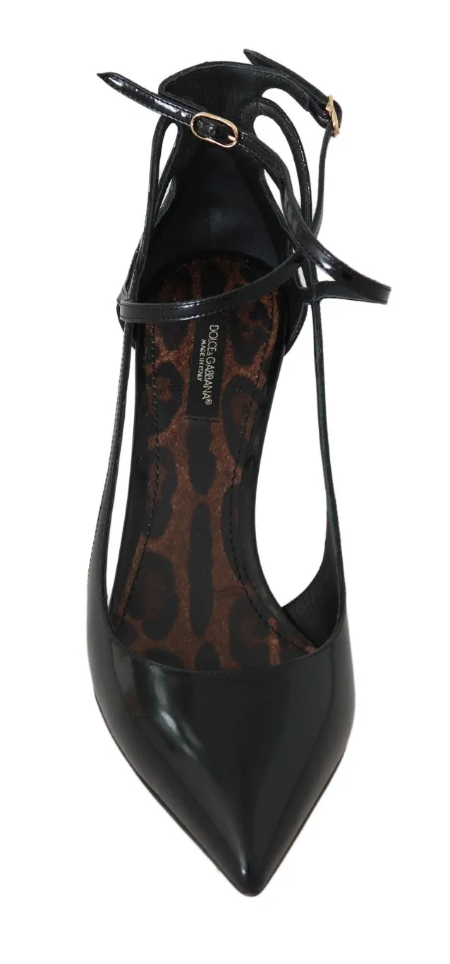 Black Leather Ankle Strap Sandals