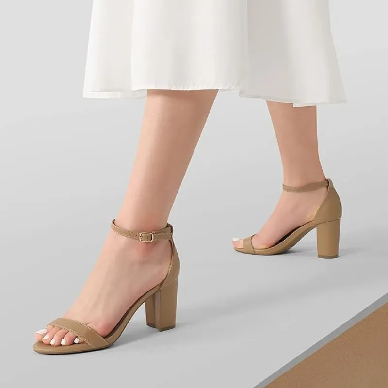 Block Heel Sandals Featuring Adjustable Strap And Open-Toe