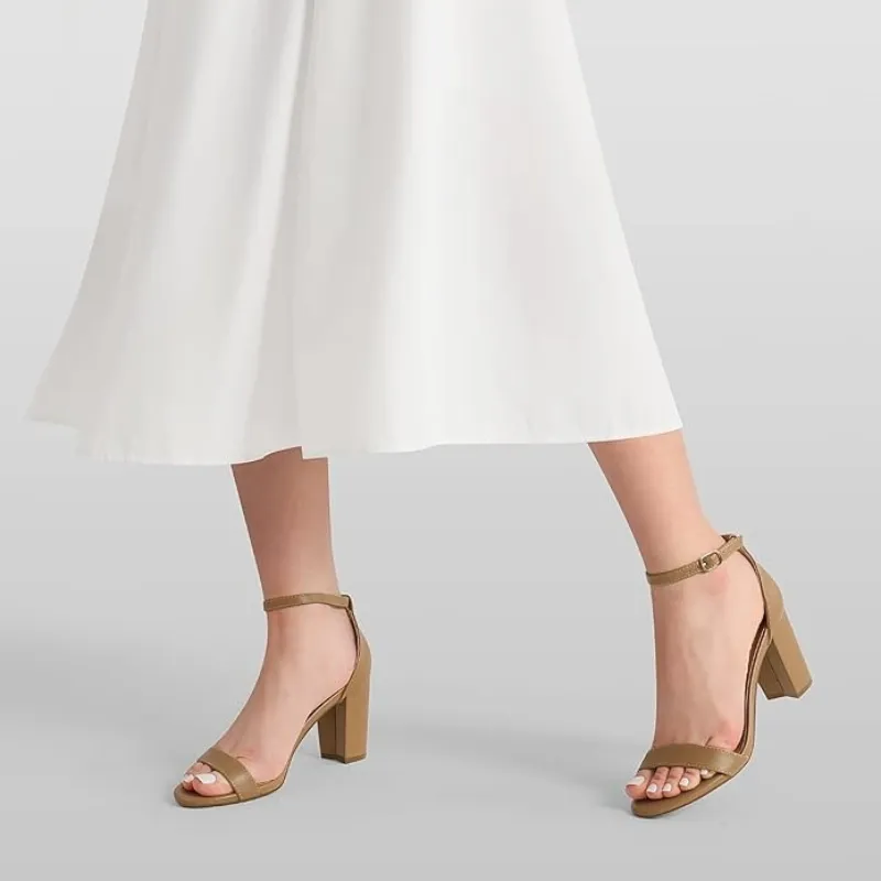 Block Heel Sandals Featuring Adjustable Strap And Open-Toe