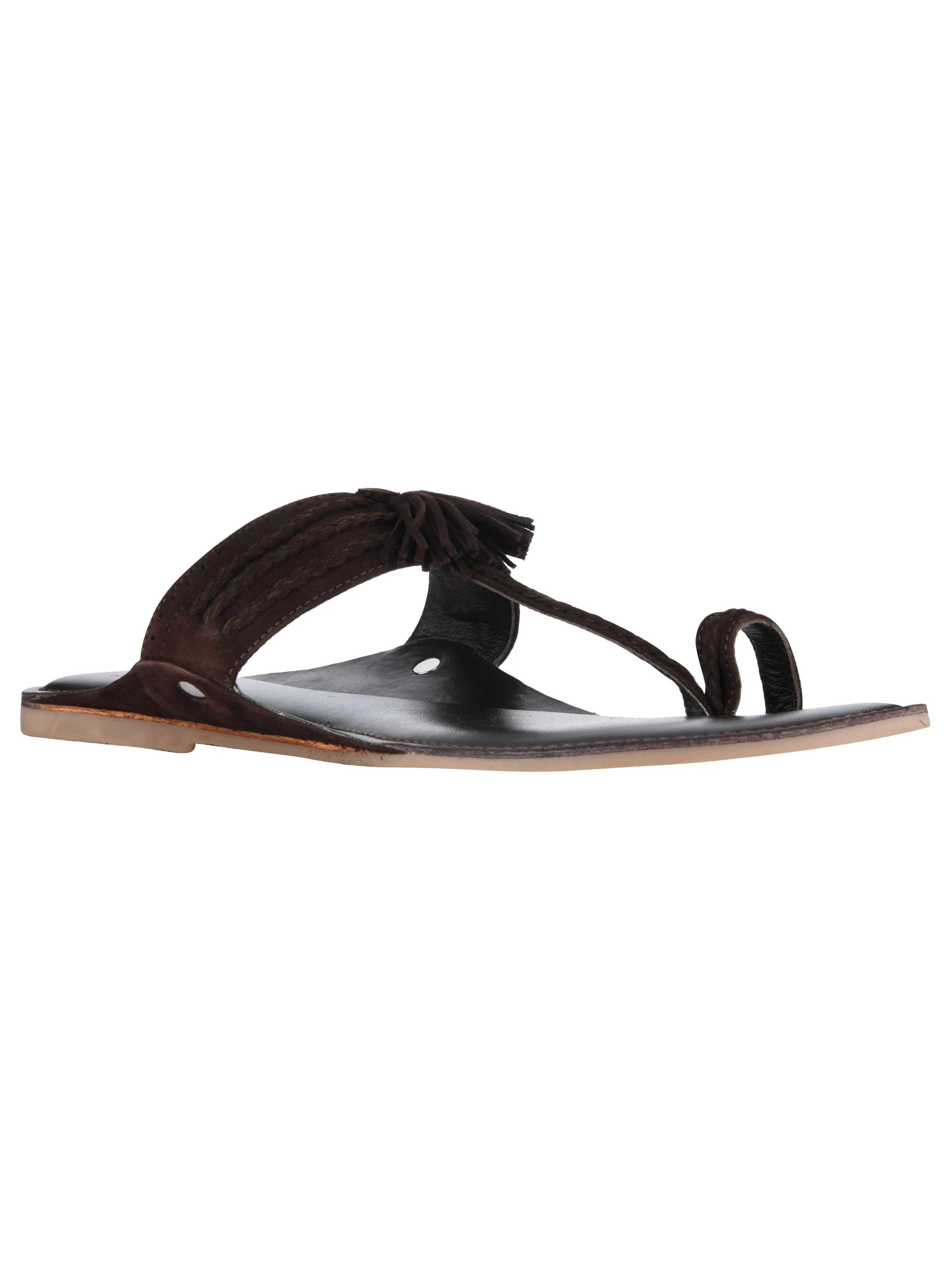 Brown Suede Kolhapuri Slippers For Men