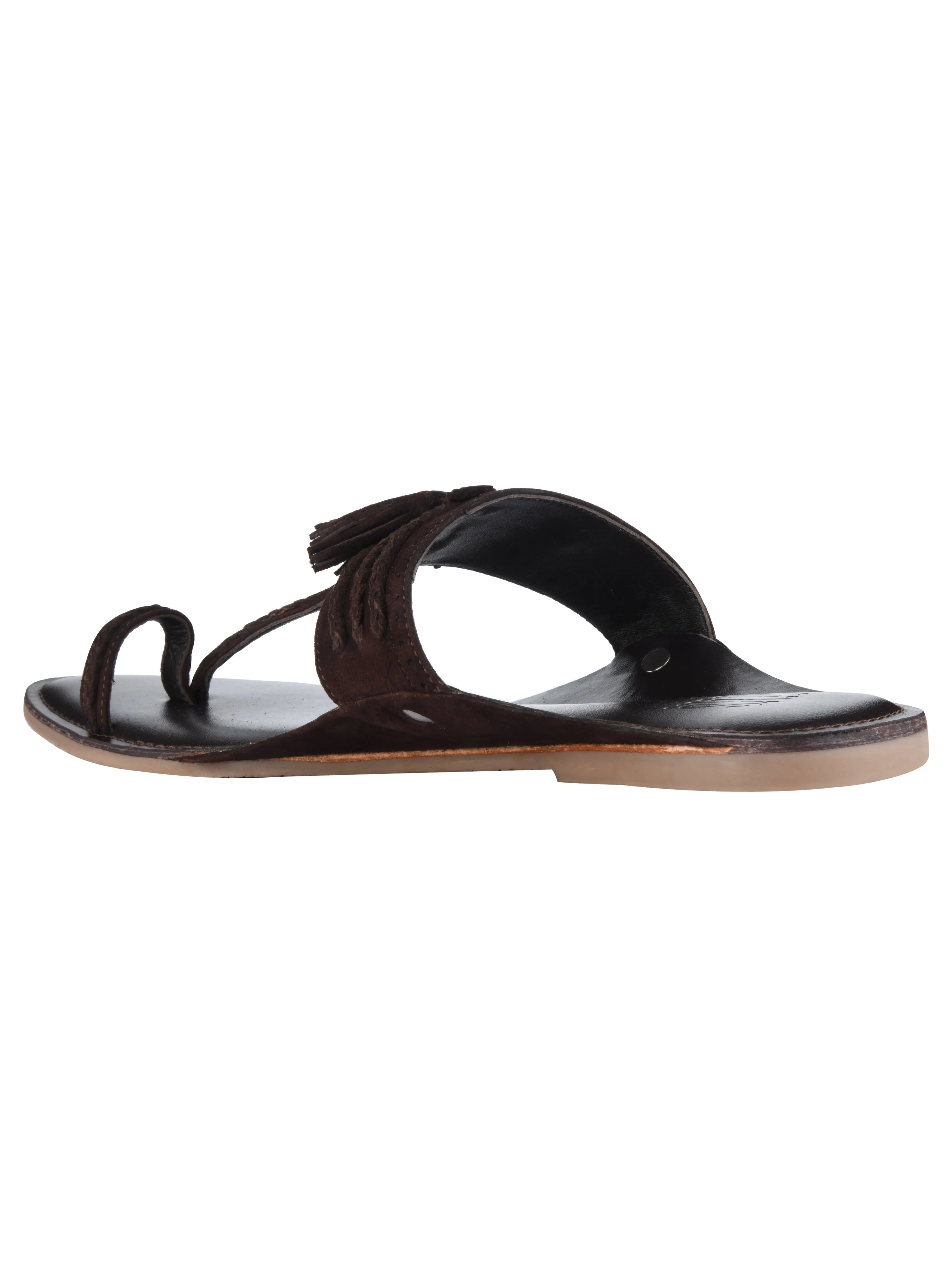 Brown Suede Kolhapuri Slippers For Men