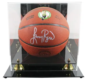 Celtics Larry Bird Signed Wilson Celtics Logo Basketball W/ Case BAS Witnessed