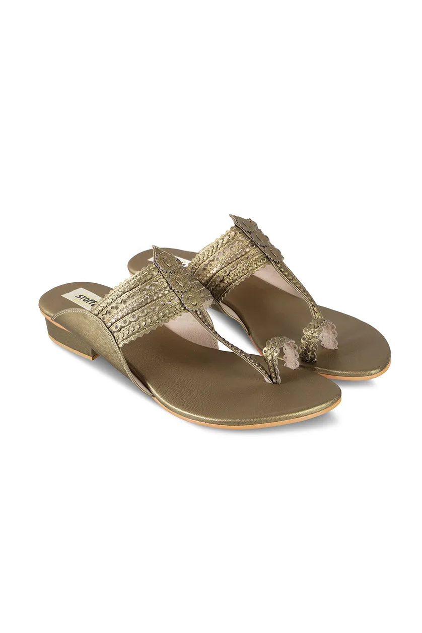Classic K Flats Antique Gold