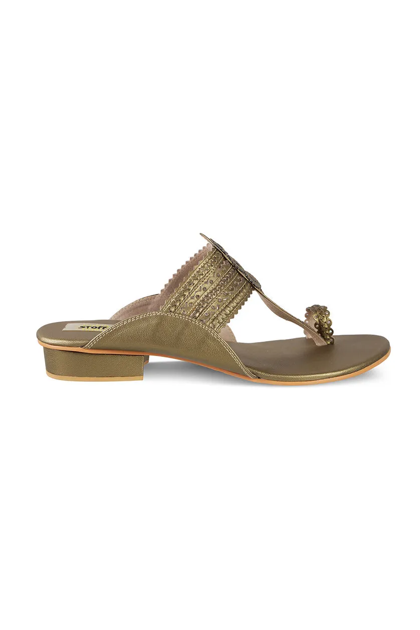 Classic K Flats Antique Gold