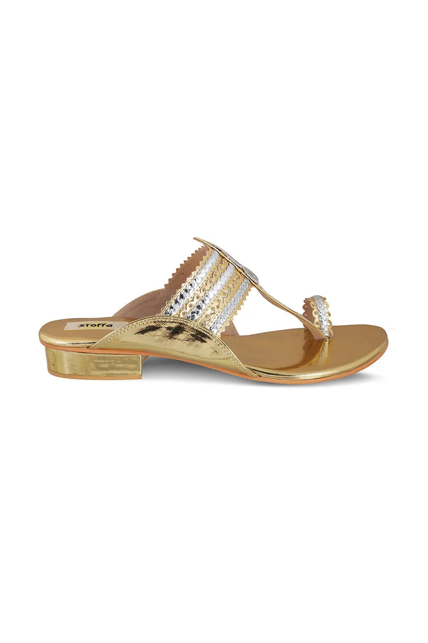 Classic K Flats Antique Gold