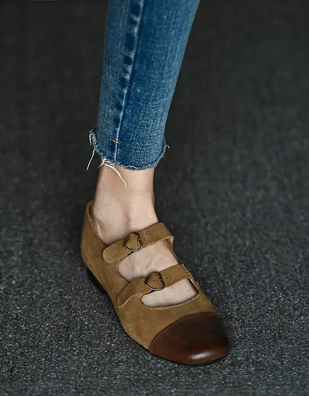 Comfortable Vintage Double Buckle Ballet Flat Shoes