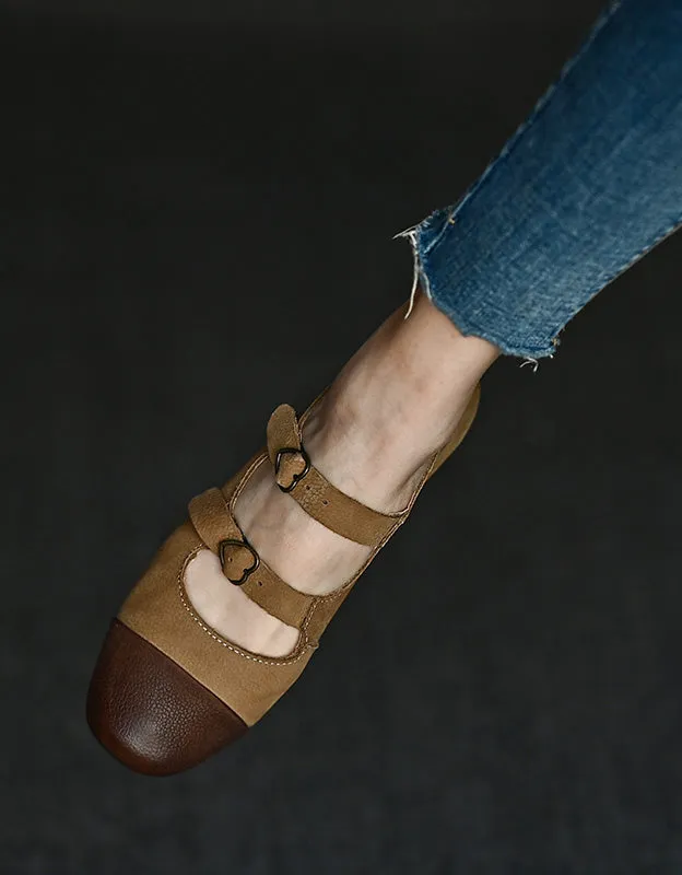 Comfortable Vintage Double Buckle Ballet Flat Shoes