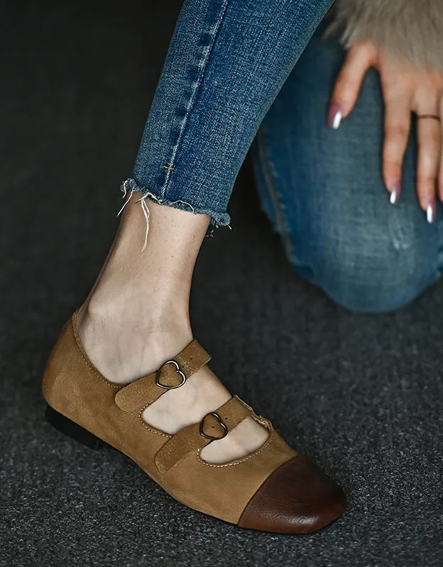 Comfortable Vintage Double Buckle Ballet Flat Shoes