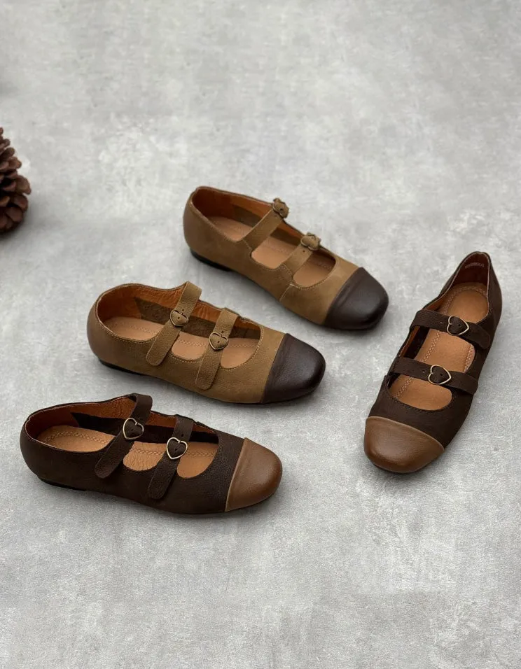 Comfortable Vintage Double Buckle Ballet Flat Shoes
