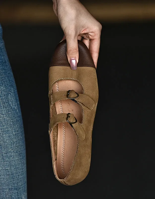 Comfortable Vintage Double Buckle Ballet Flat Shoes