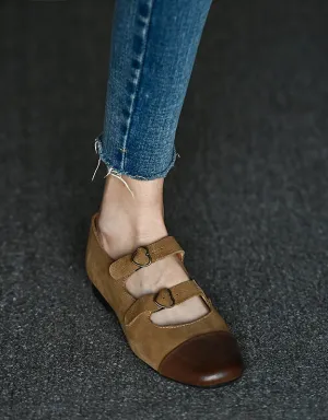 Comfortable Vintage Double Buckle Ballet Flat Shoes