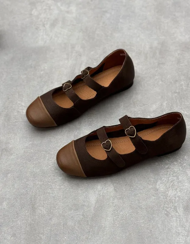 Comfortable Vintage Double Buckle Ballet Flat Shoes