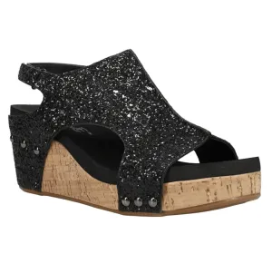 Corkys Carley - Black Glitter Wedge Sandal