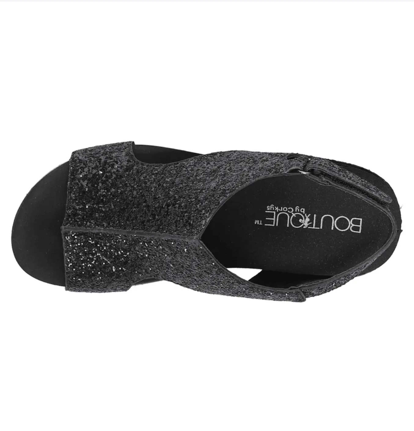 Corkys Carley - Black Glitter Wedge Sandal