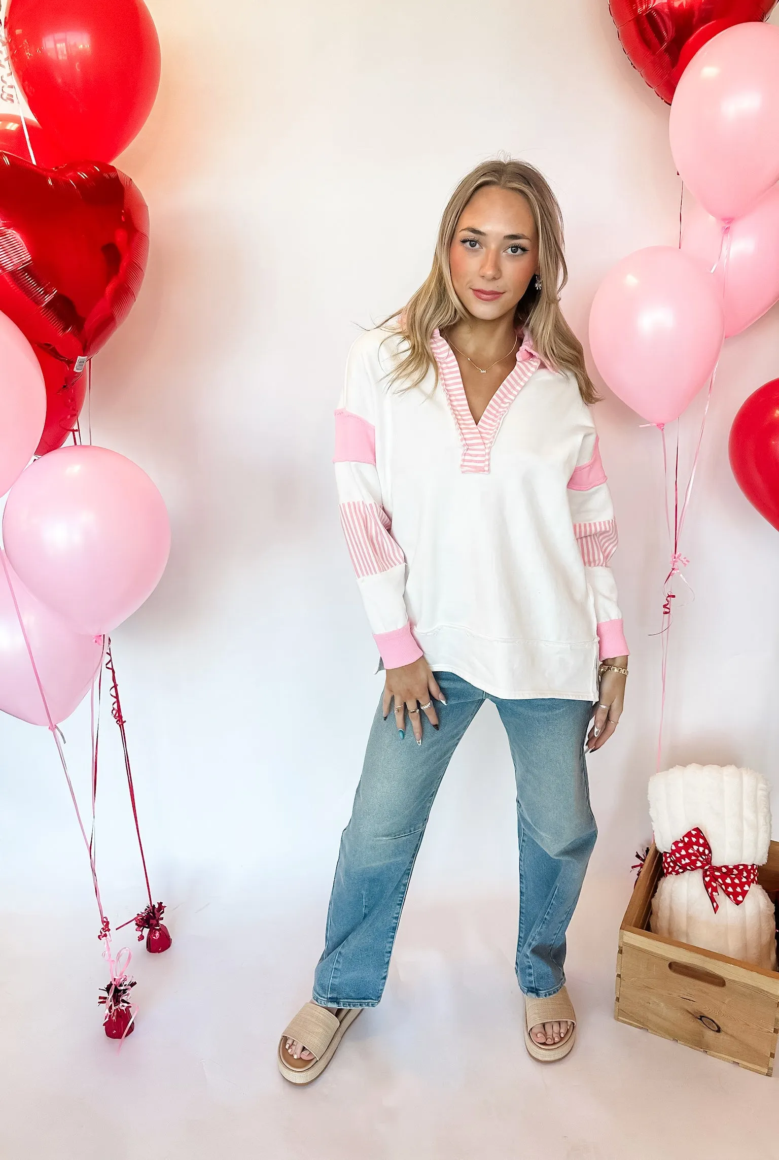Count On Me Sweatshirt - Pink/Ivory