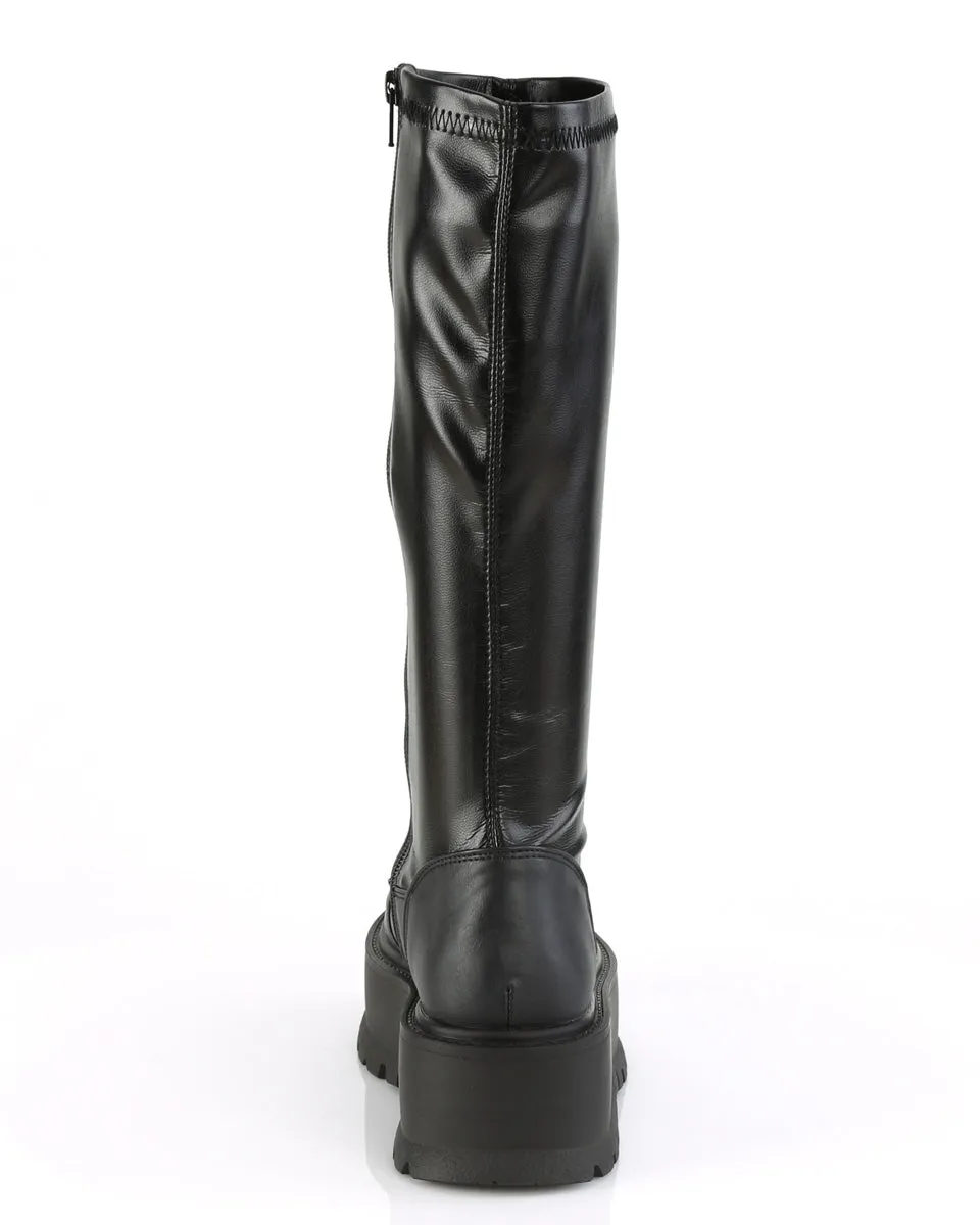 Demonia Slacker Matte Black Knee High Boots