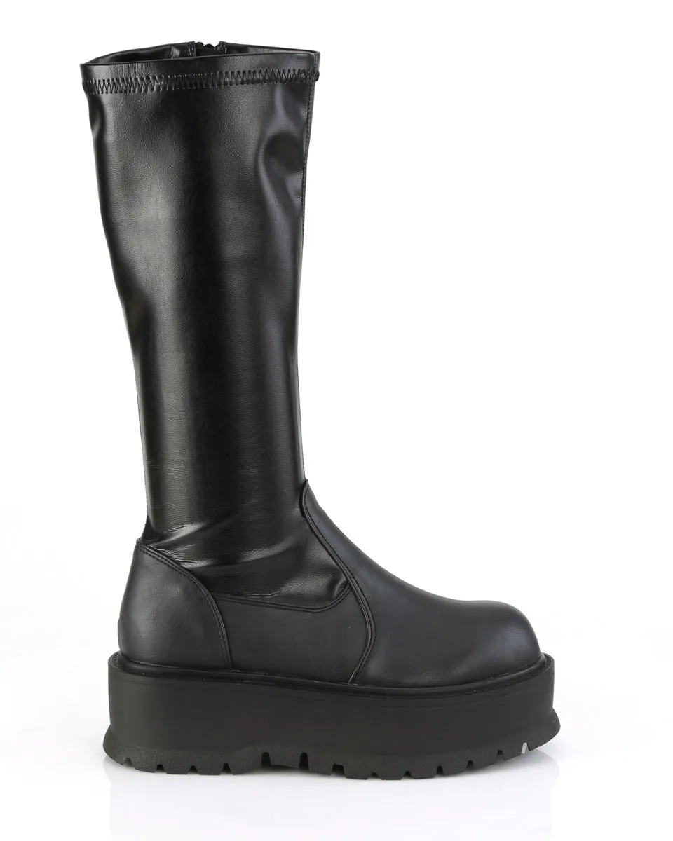 Demonia Slacker Matte Black Knee High Boots
