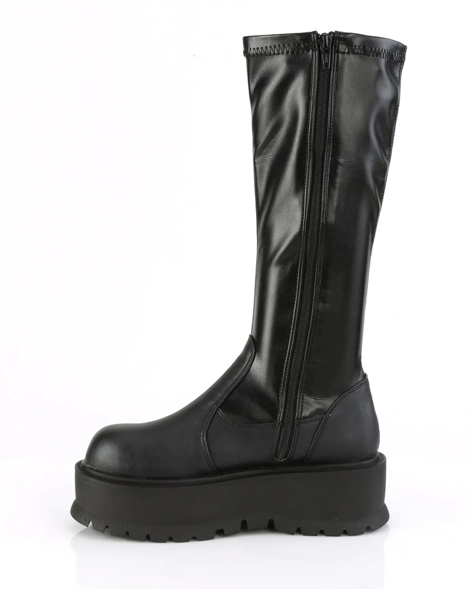Demonia Slacker Matte Black Knee High Boots