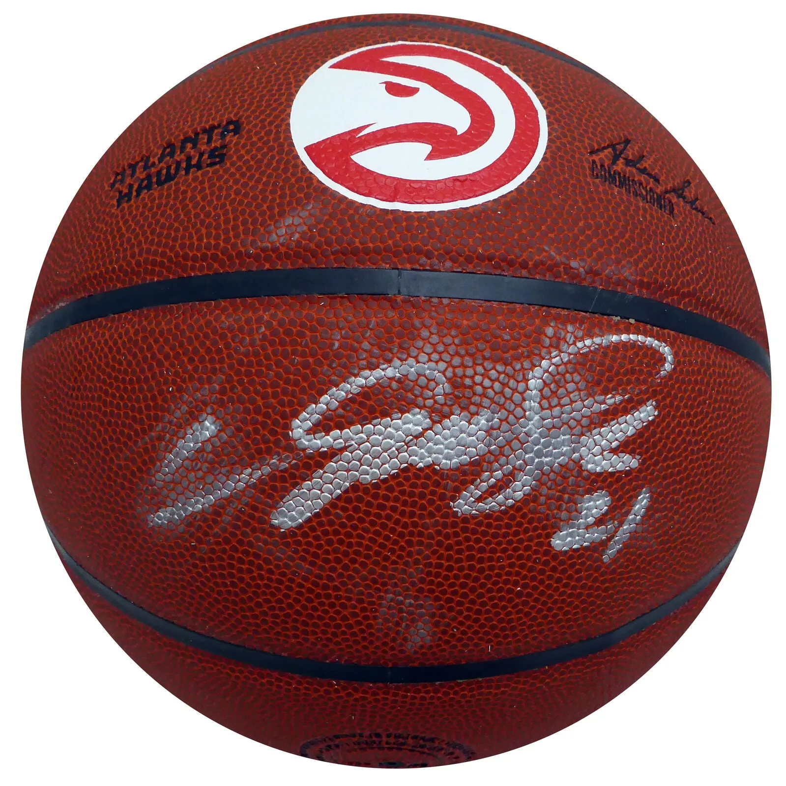 Dominique Wilkins Autographed Hawks Logo Basketball (Smudged) Beckett QR WW44508