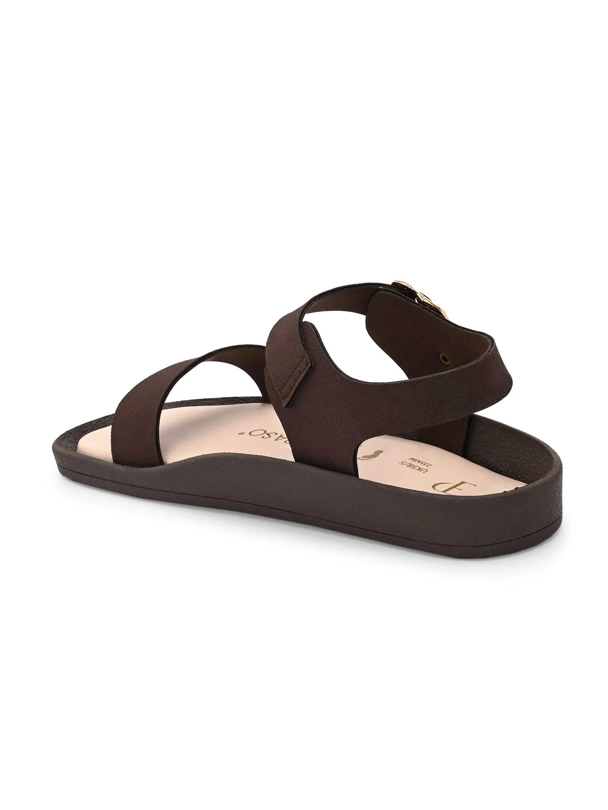 El Paso Women Open Toe Flats with Buckles