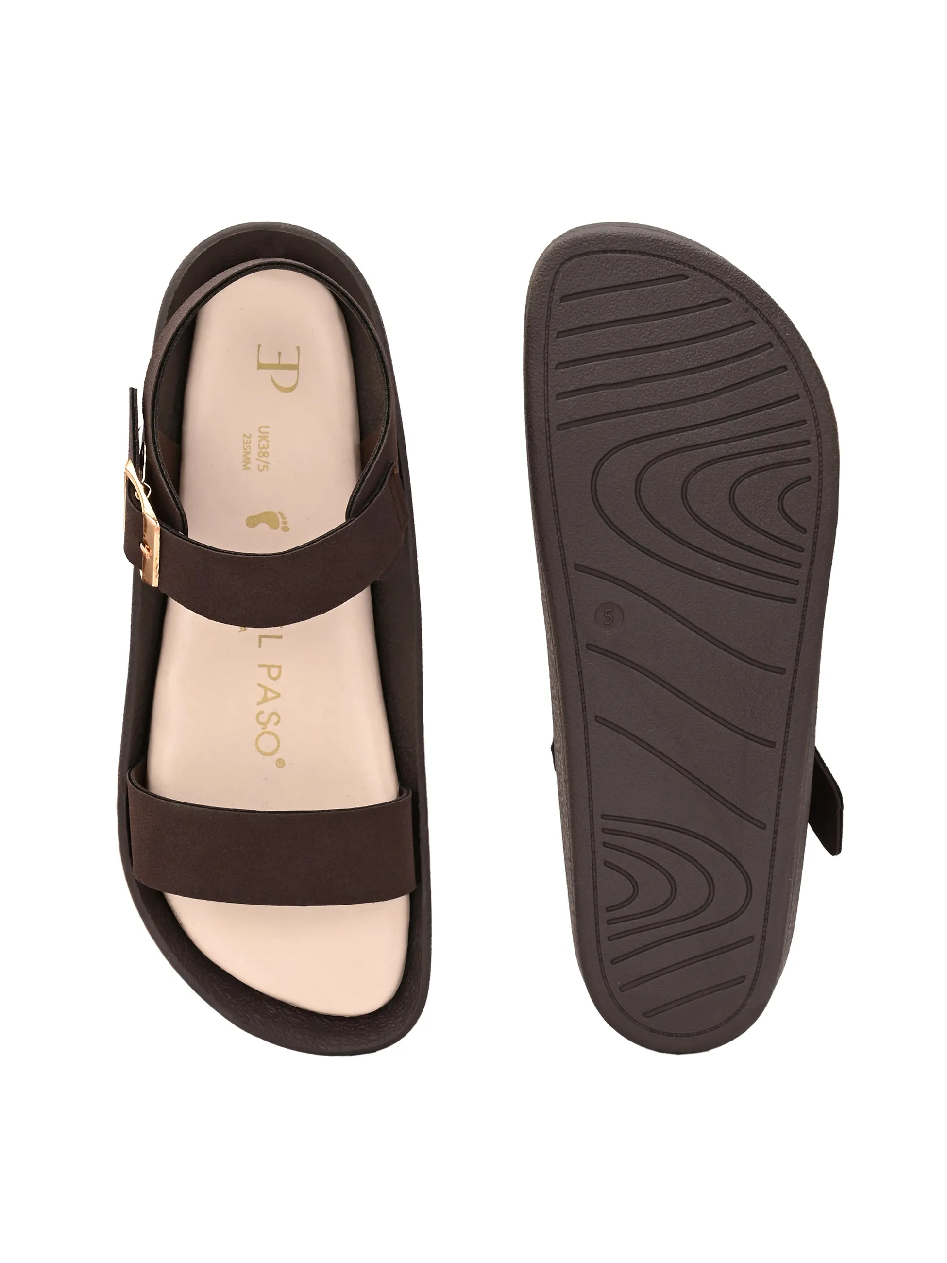 El Paso Women Open Toe Flats with Buckles