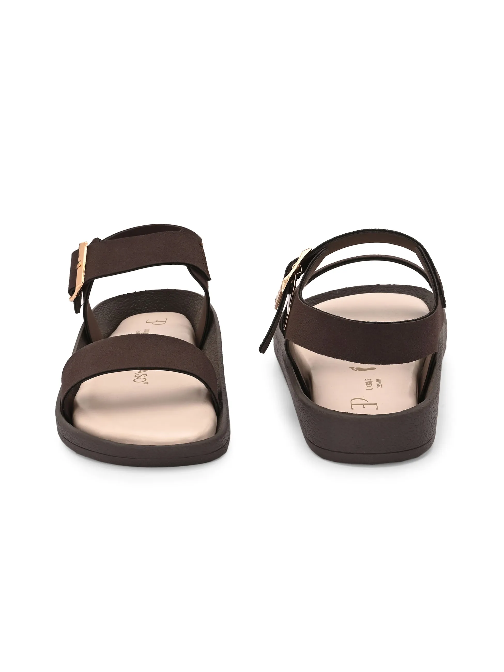 El Paso Women Open Toe Flats with Buckles