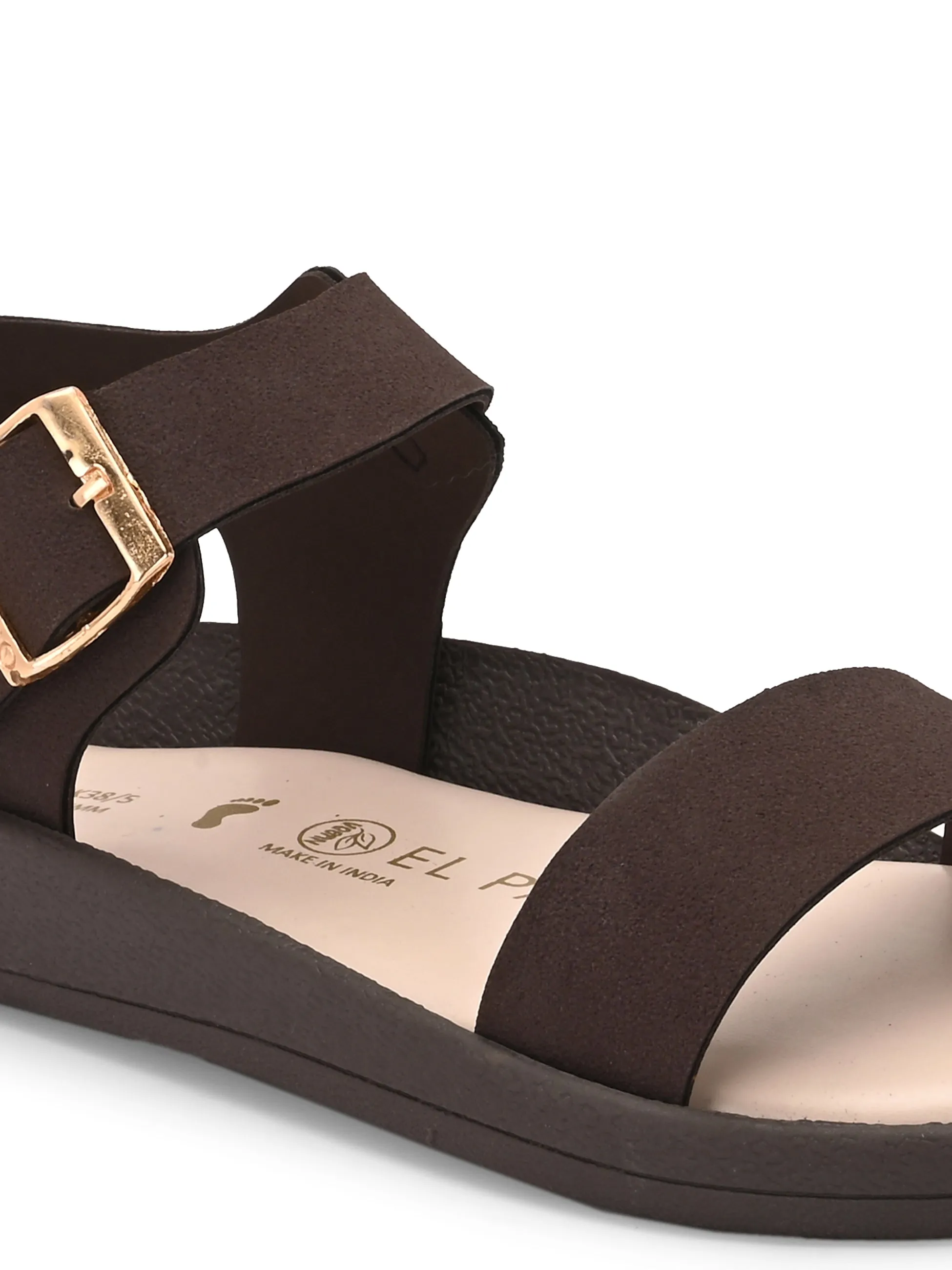 El Paso Women Open Toe Flats with Buckles