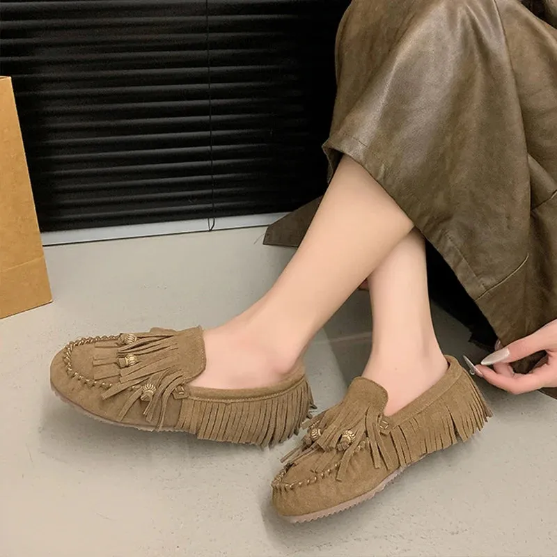 Elegant Women's Tassel Loafers – Soft Fur Slip-Ons for Fall & Spring™