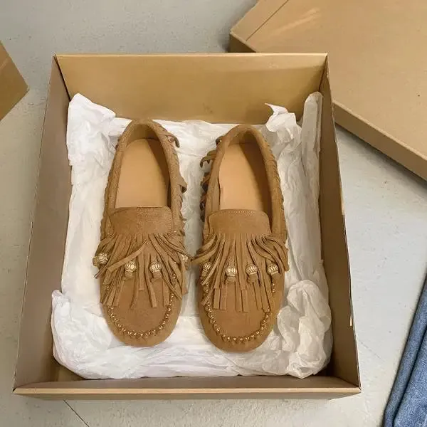 Elegant Women's Tassel Loafers – Soft Fur Slip-Ons for Fall & Spring™